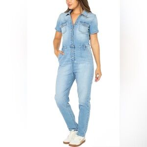 Celebrity Pink Denim Boiler Suit